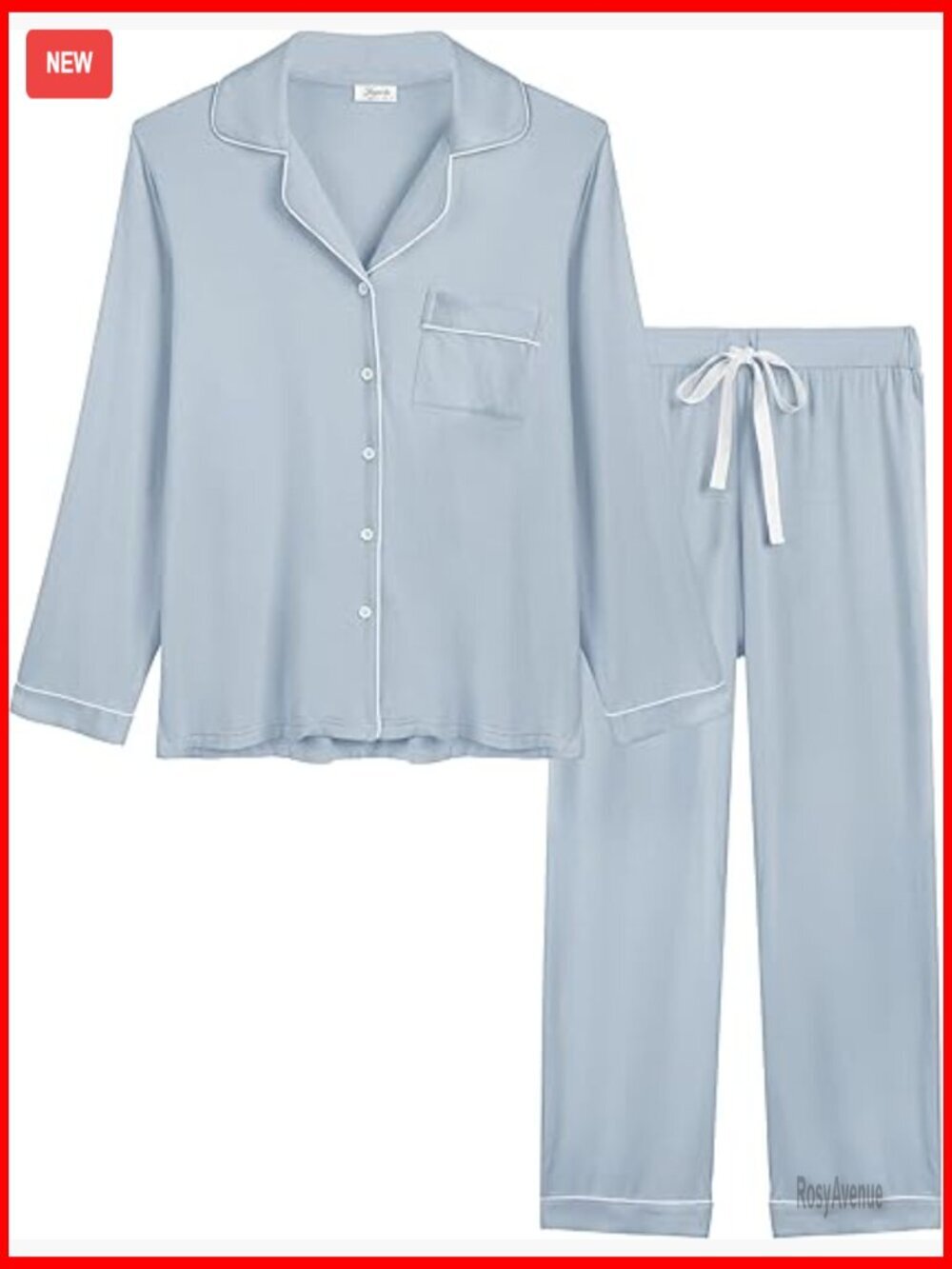 Women's Bamboo Viscose Pajama Set Long Sleeve Button Down Cooling Sleepwear Pj